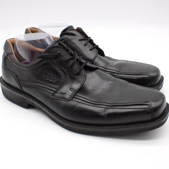 ECCO Seattle Oxfords Shoes Men Black Leather Lace Up Bike Toe Genuine Leather 46 - Picture 1 of 10